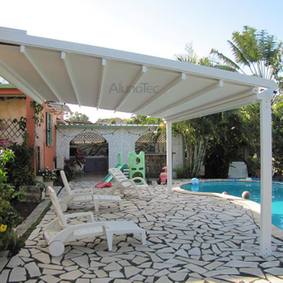Toit escamotable en aluminium de tissu de pergola de PVC de belvédère en aluminium pour extérieur