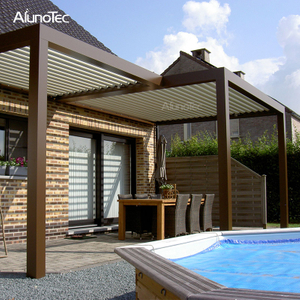 Gazebo bioclimatique en aluminium, pergola motorisée, toit pour piscine 