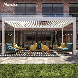 Pergola aérodynamique en aluminium bioclimatique de toit moderne de persienne de belvédère extérieur motorisé pour le parasol