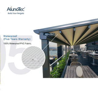 AlunoTec Couverture de toit rétractable en PVC pour pergola 10 mètres x 4 mètres 100 % étanche