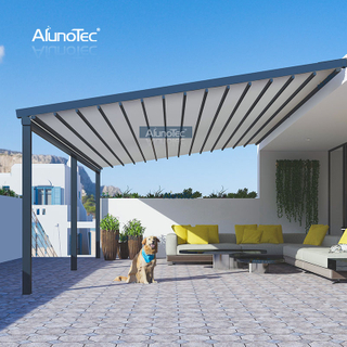 Gazebo étanche en usine, Pergola d'ombrage, auvent pliable automatique, toit rétractable pour piscine