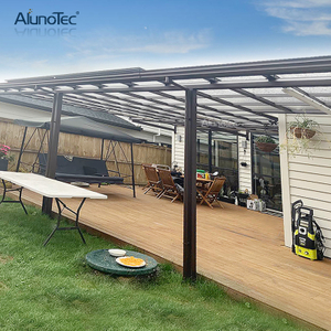  Auvent de patio étanche en aluminium, gouttière de toit de terrasse en polycarbonate, auvent incurvé extérieur