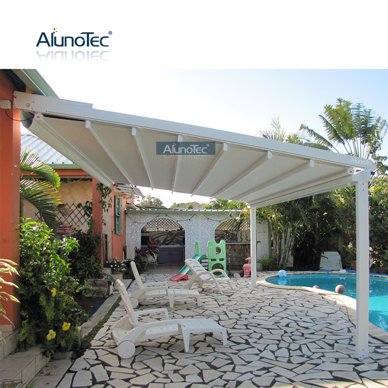 Personnalisez l'auvent rétractable en polycarbonate motorisé pour l' extérieur - Achetez des auvents rétractables, un auvent en polycarbonate,  un auvent de gazebo sur Aluminium Pergola-AlunoTec