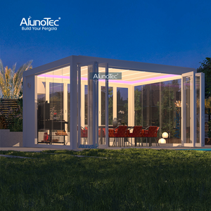 Toit anti-pluie intelligent AlunoTec, système anti-hiver, pergola à persiennes en aluminium avec chauffage