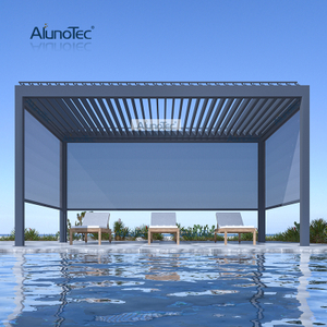 AlunoTec Auvent imperméable au design moderne pour l'extérieur, pergola de jardin en aluminium sur pied avec écran latéral