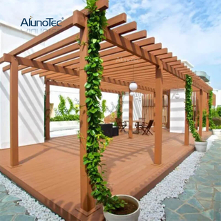 AlunoTec Auvent de toit en bois de haute qualité pour jardin, tonnelle, pergola en bois WPC avec fleurs