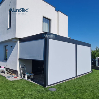Pergola motorisée robuste AlunoTec Pergo-lux avec rideau vertical motorisé