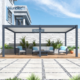 Pergola à persiennes en aluminium à ouverture manuelle AlunoTec avec manivelle pour jardin