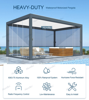 Toit de terrasse de bureau de jardin de salle de sport extérieure de pergolas en aluminium ALUNO