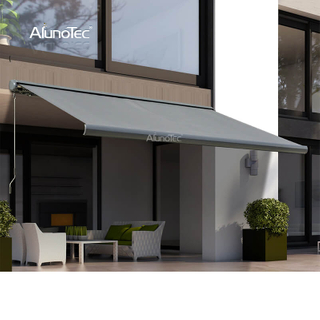 AlunoTec coupe-vent motorisé rétractable Pergola Gazebo auvents à cassette bras pliant toit auvent à cassette complète